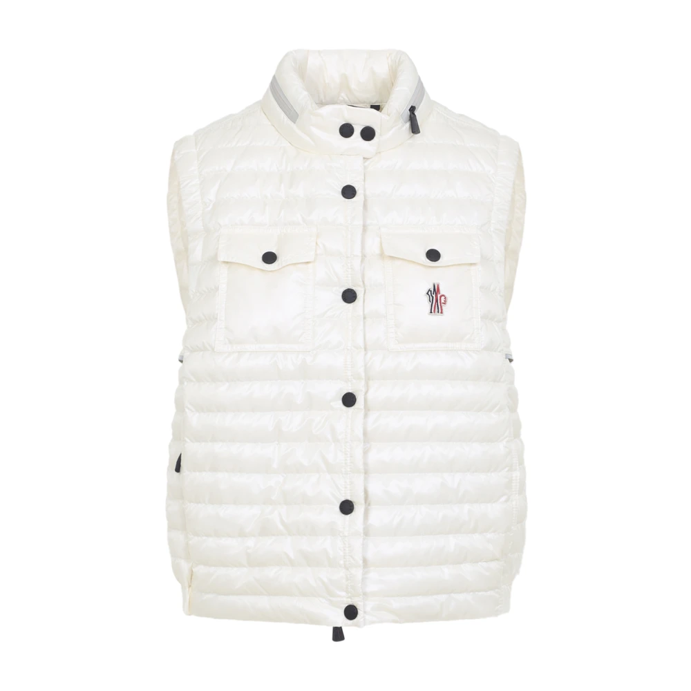Moncler Women's White Waistcoats, M, Gumiane Hooded Down Vest