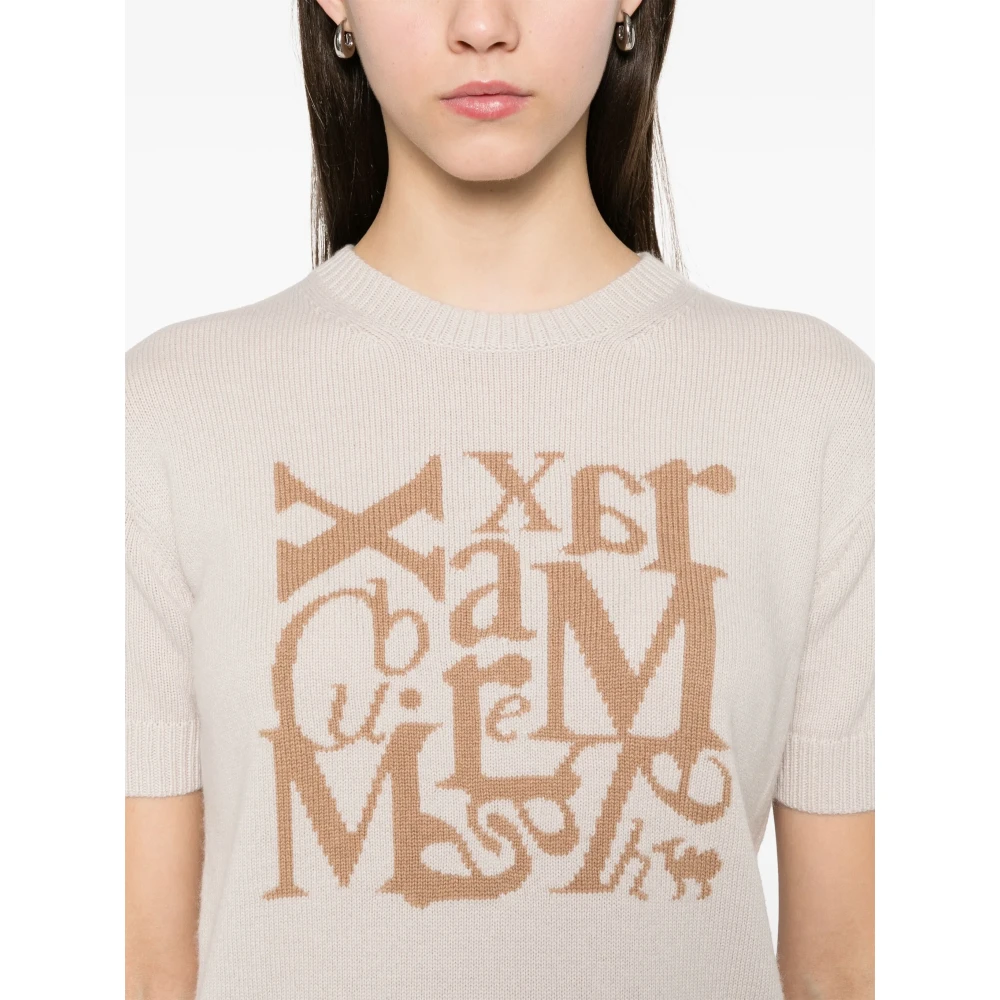 Max Mara Felicia Top met Logo Gebreid Detail Gray Dames
