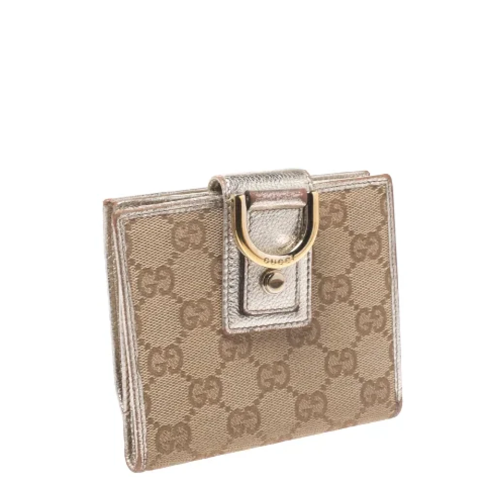 Gucci Vintage Beige Canvas Gucci Portemonnee Beige Dames
