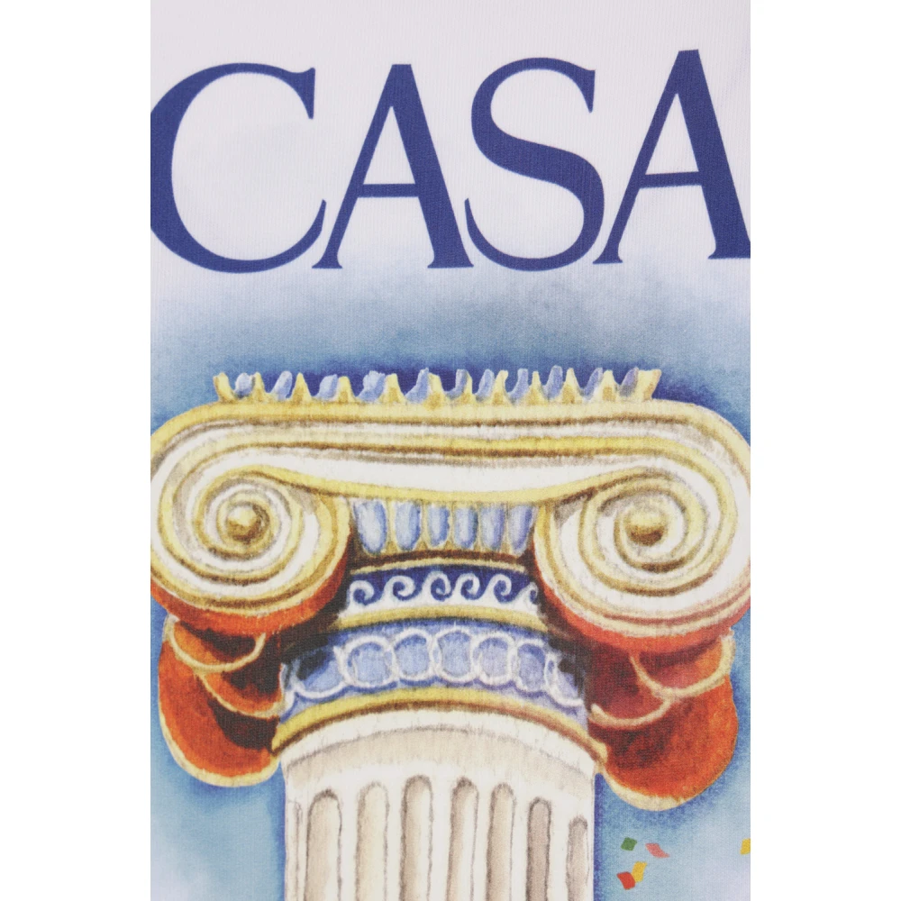 Casablanca Biologisch Katoenen Wit T-shirt met La Colomne Print White Heren