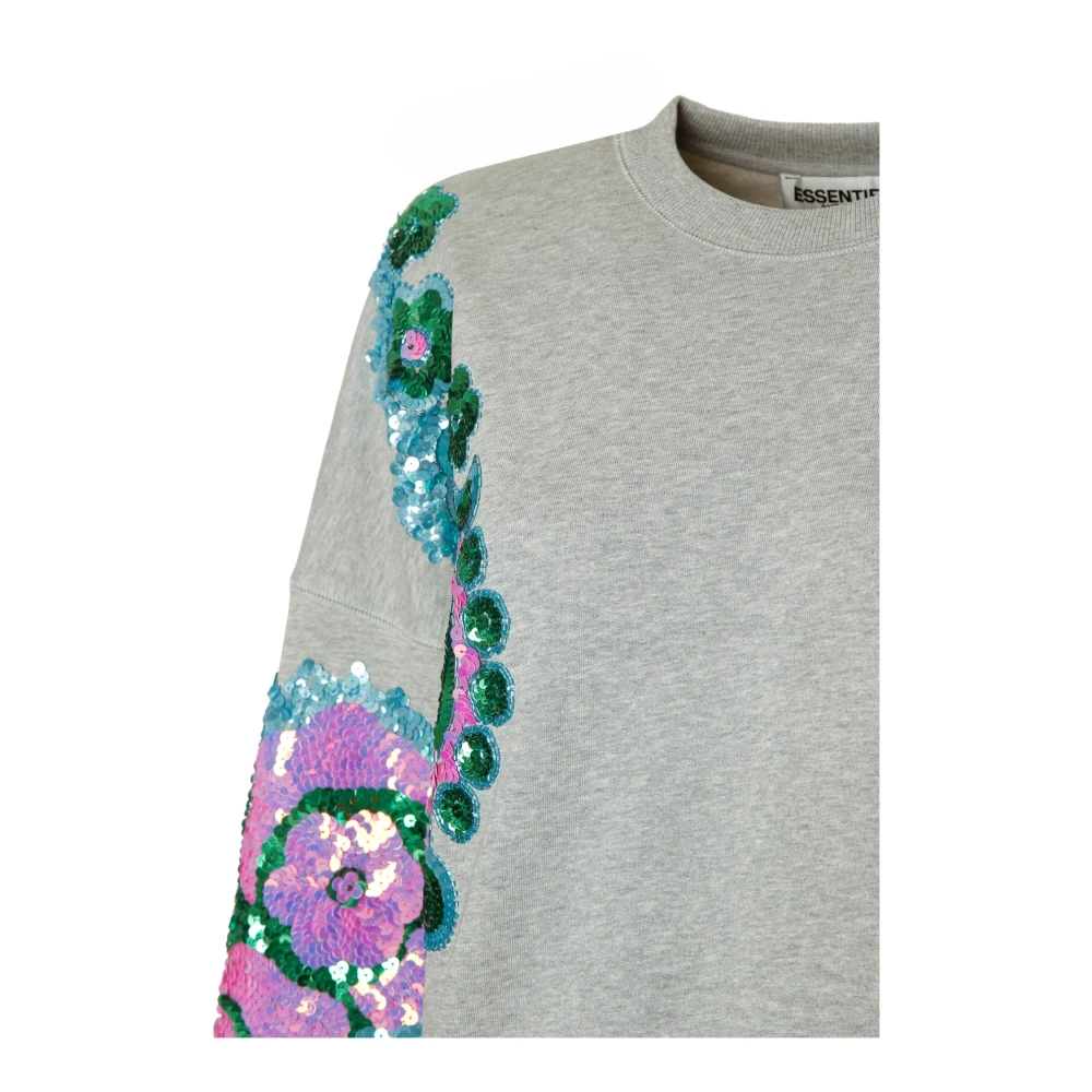 Essentiel Antwerp Bloemenborduurwerk Sweatshirt Gray Dames