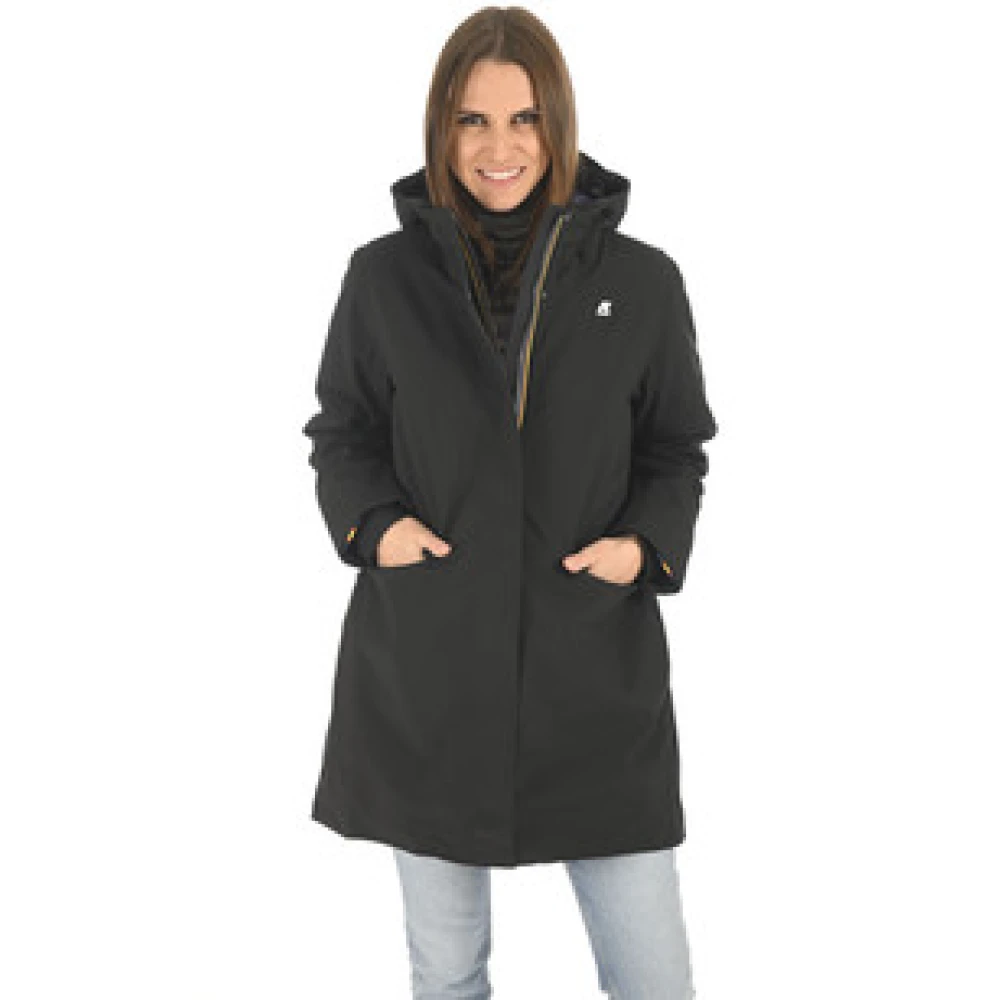 K-way Zwarte Bonded Parka Mathiel Black Dames