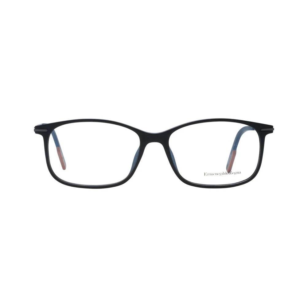 Ermenegildo Zegna Zwarte Titanium Rechthoekige Optische Monturen Black Heren