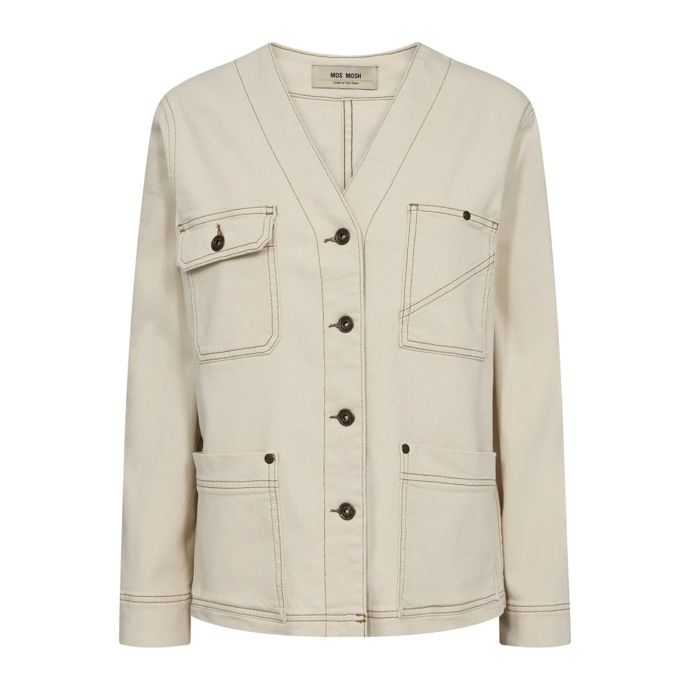 MOS MOSH Casual Clay Jack met Contraststiksels Beige Dames