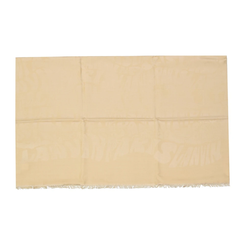 Lanvin Zijde Wol Sjaal met Franje Beige Dames