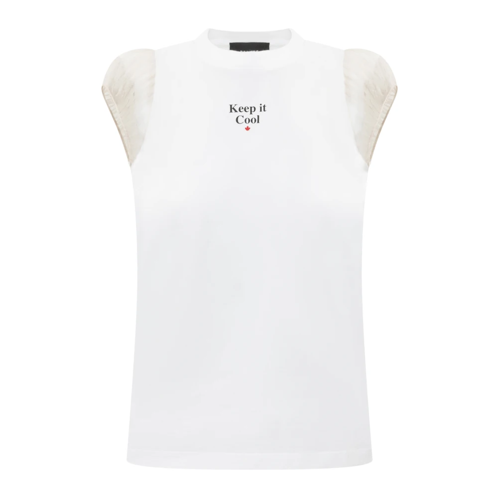 Dsquared2 Mouwloos Crewneck T-Shirt met Print White Dames