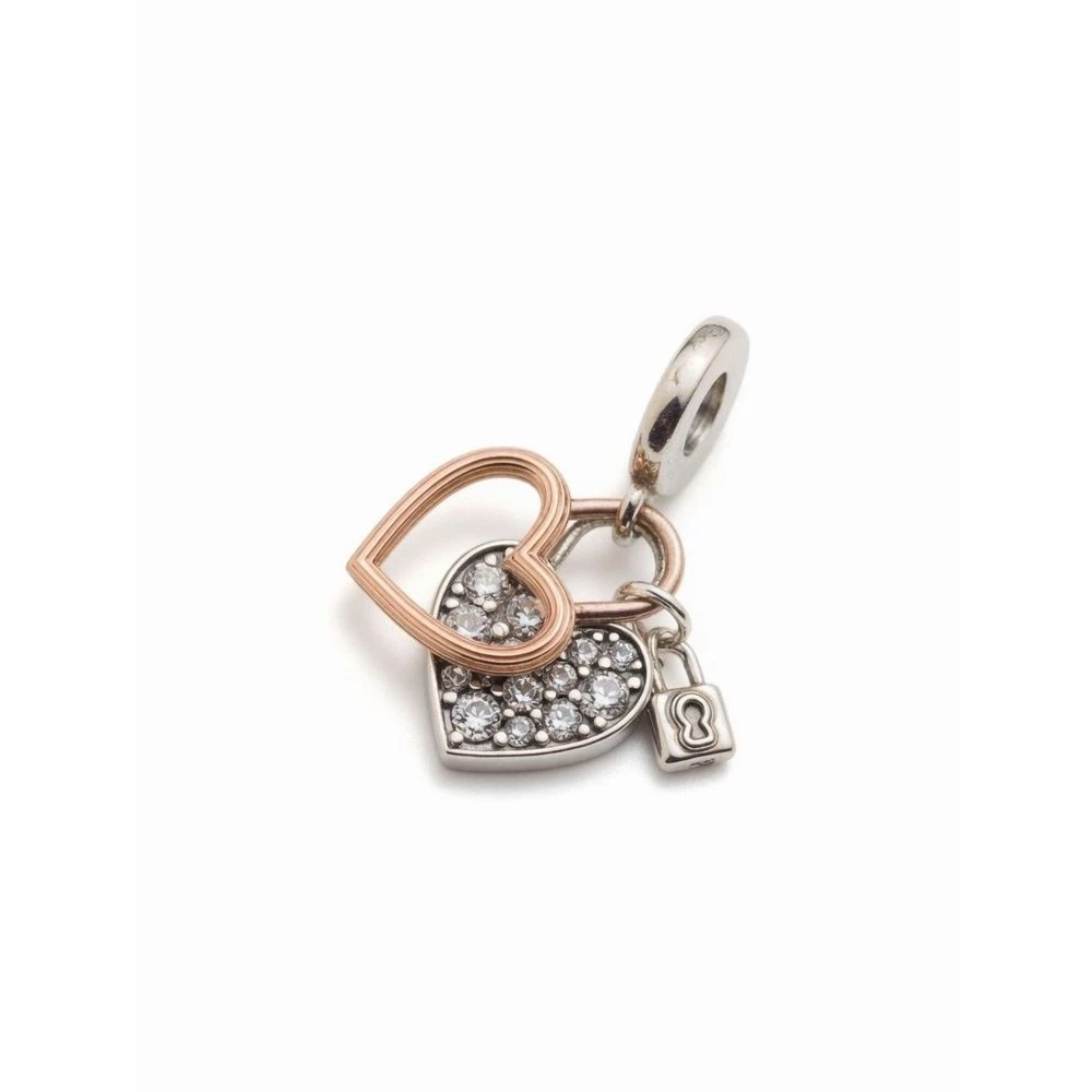 Pandora Multicolor Jewellery, Female, One Size, Heart Padlock Double Dangle Charm