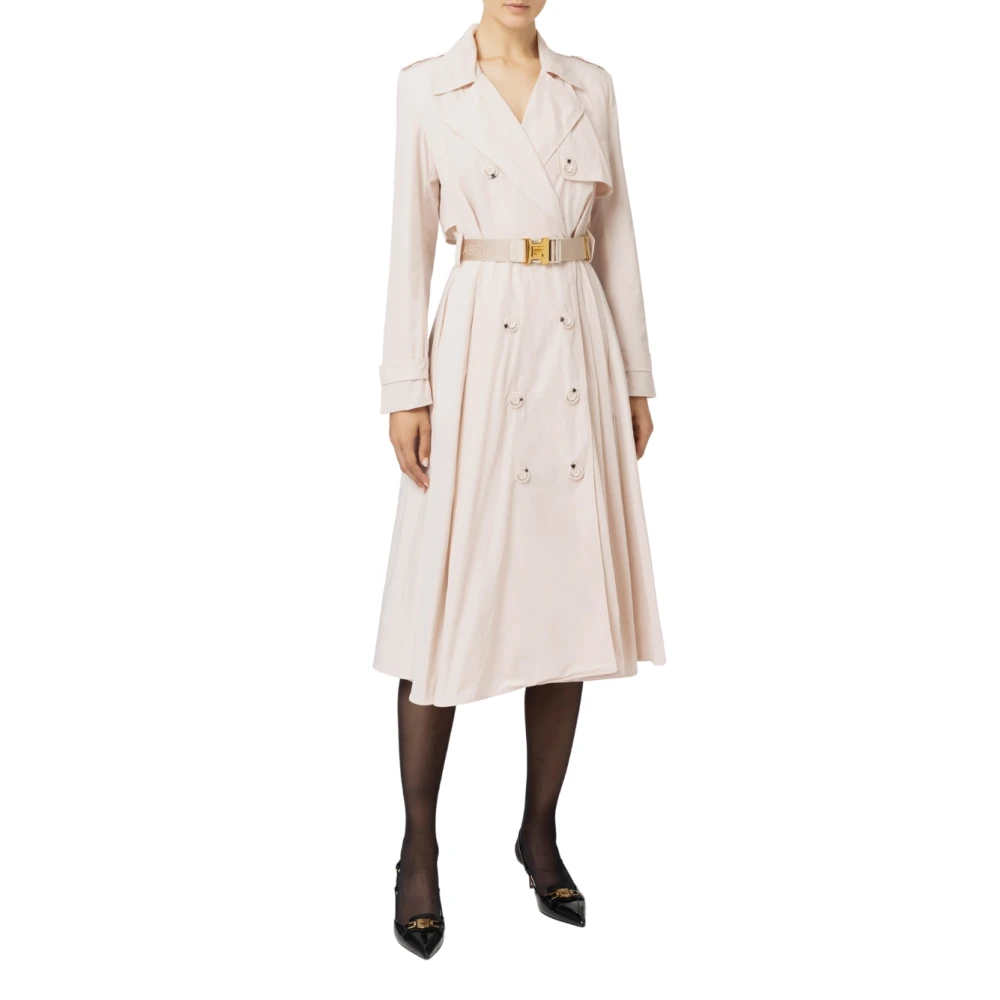 Elisabetta Franchi Wijd uitlopende Trenchcoat Beige Dames