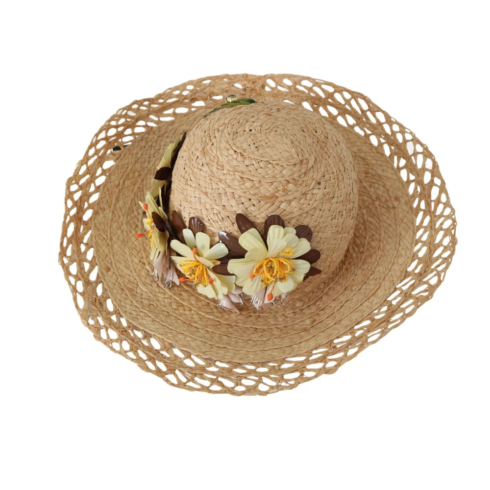 Dolce & Gabbana Women's Beige Floral Bucket Hat With Flower Applique