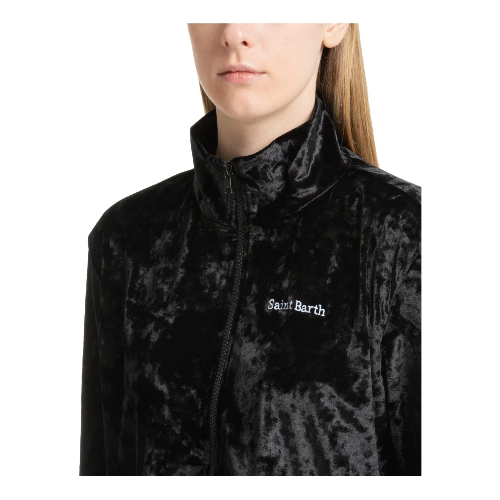 MC2 Saint Barth Effen Logo Rits Sweatshirt met Zakken Black Dames