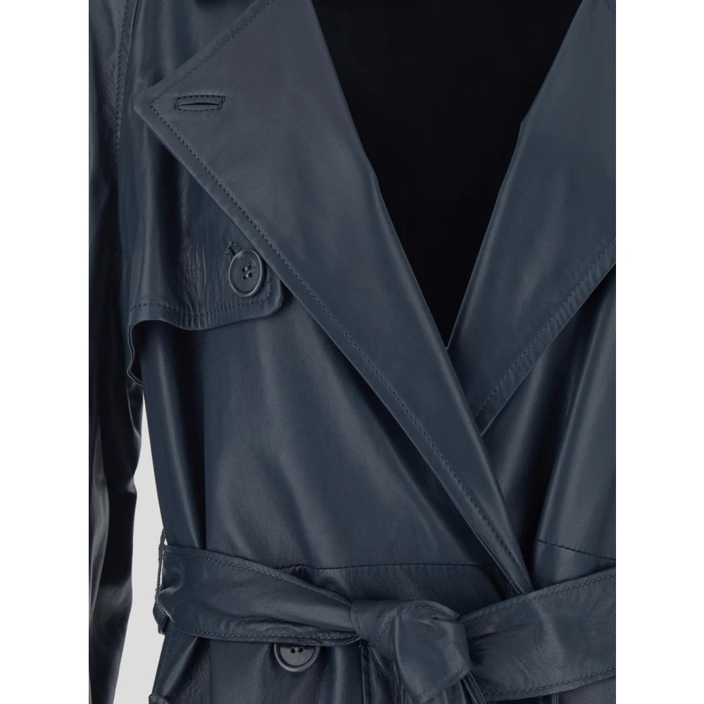 Salvatore Santoro Leren Glov Coat Gray Dames