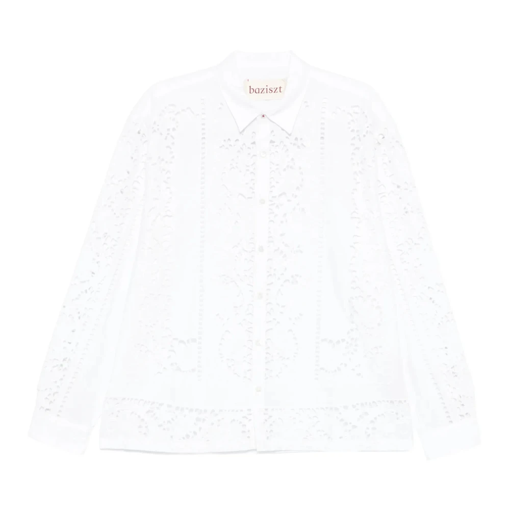 Baziszt Men's White Embroidered Shirt