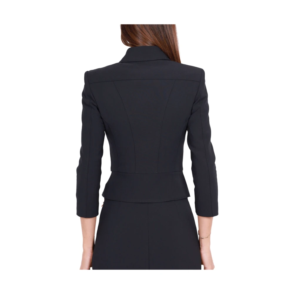 Elisabetta Franchi Korte Elegante Crêpe Jas met Rits Black Dames