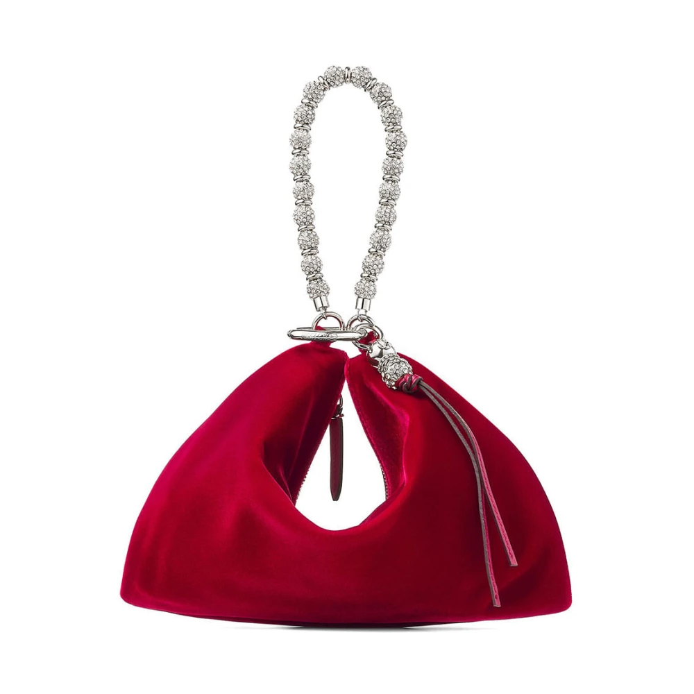 Jimmy Choo Rode Robijn Zilveren Clutch Tas Pink Dames