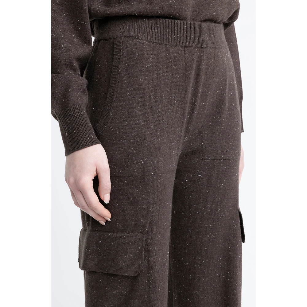 PESERICO Wollen zijden en kasjmier baggy cargo broek Brown Dames