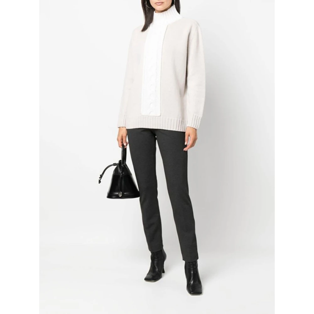 Le Tricot Perugia Grijze Stretch Leggings met Rechte Snit Gray Dames