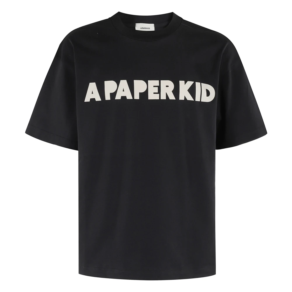 A Paper Kid Casual Katoenen T-shirt Black Heren