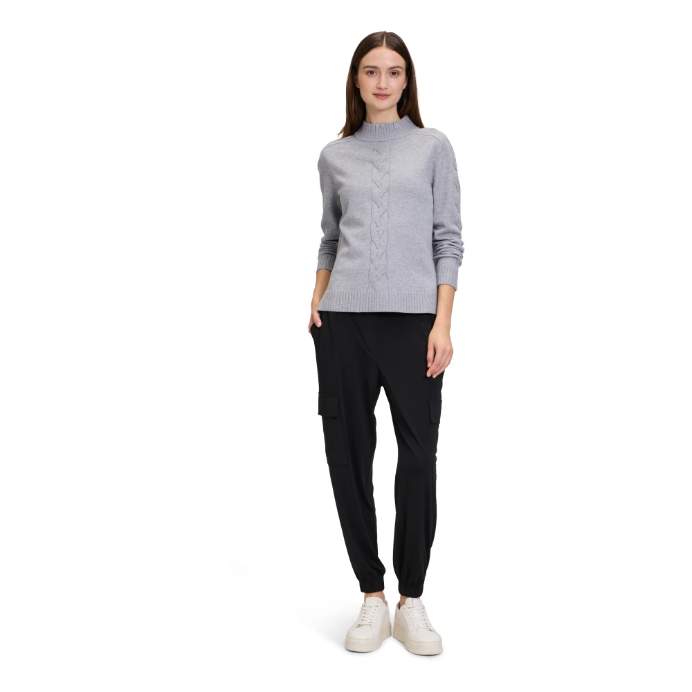 Betty Barclay Chunky Gebreide Trui met Opstaande Kraag Gray Dames