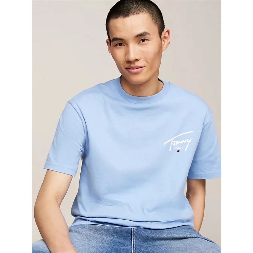 Tommy Jeans Signature Print Tee Blue Heren