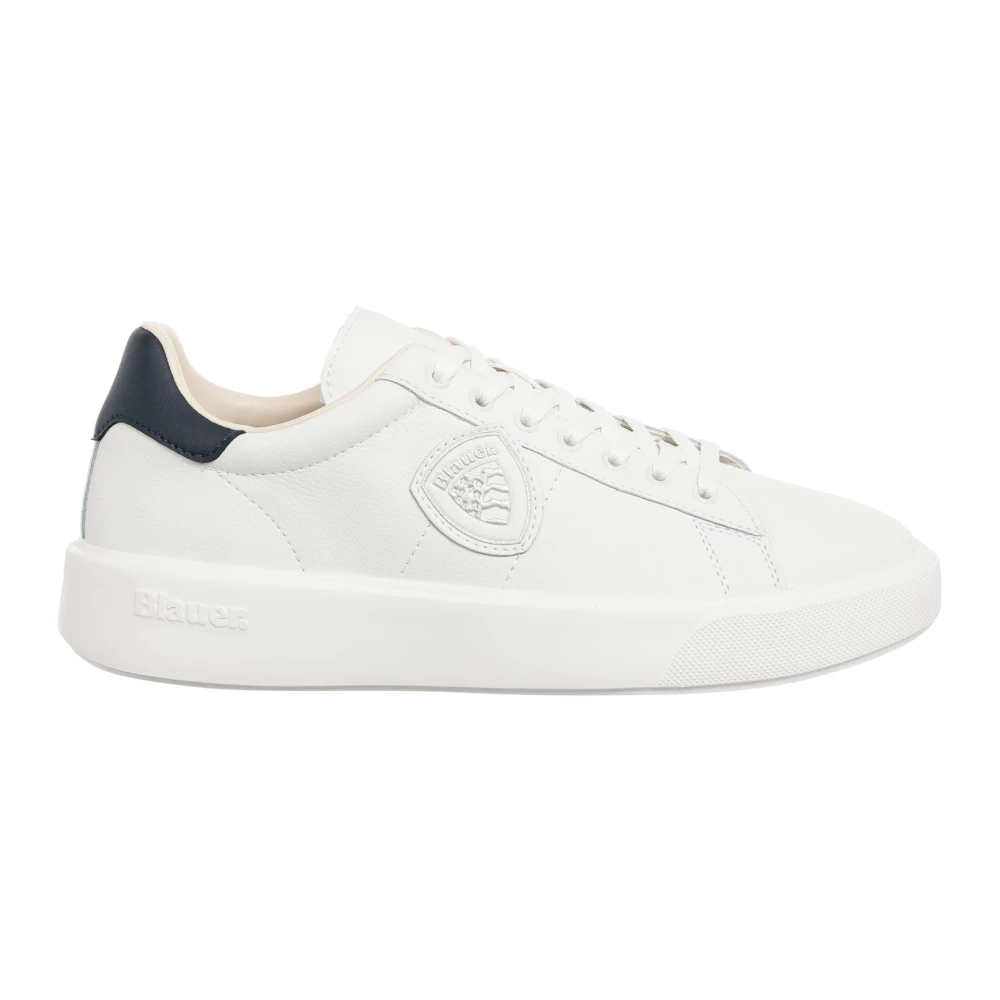 Blauer Men's White Sneakers, 10 Uk, Plain Lace-Up Trainers