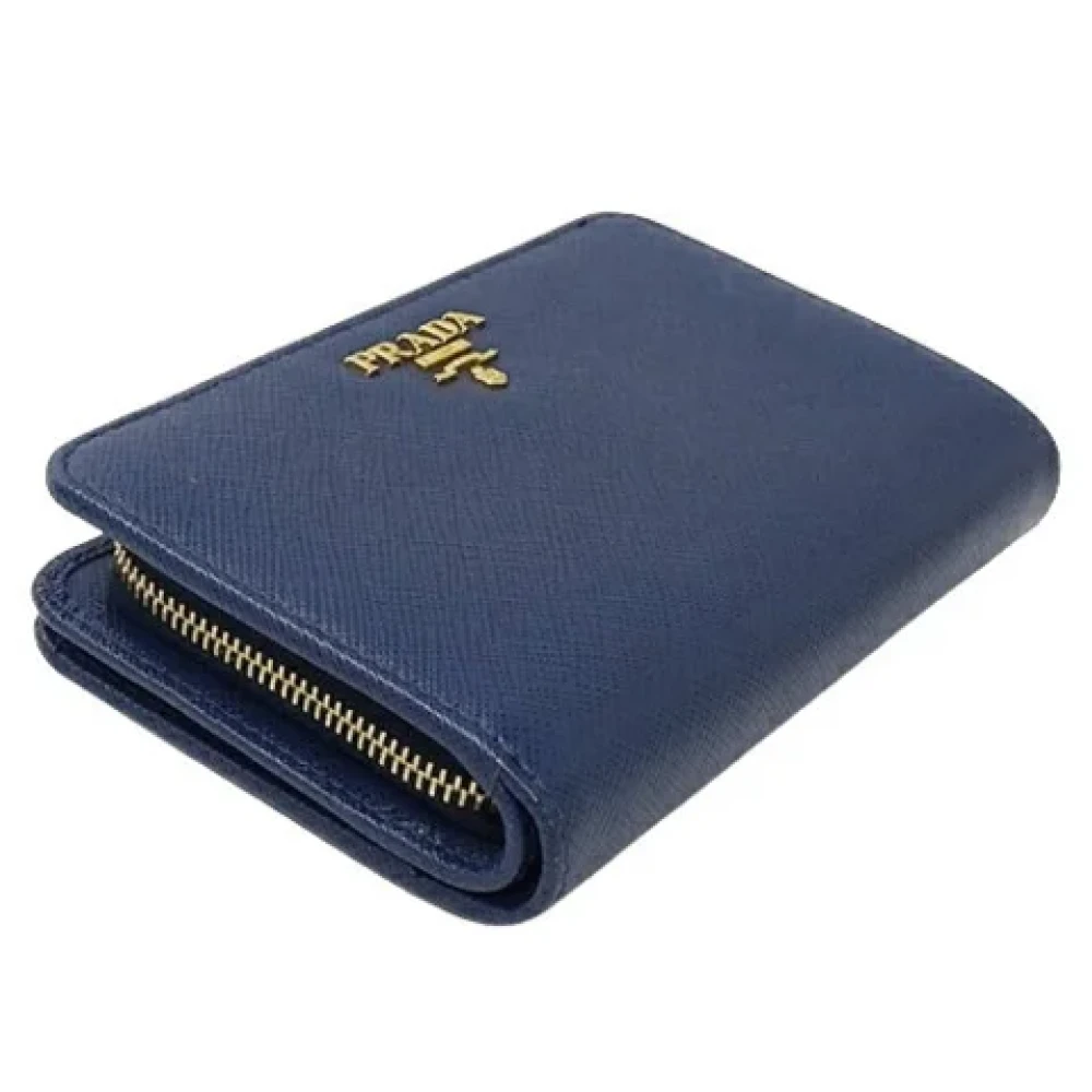 Prada Vintage Pre-owned Leather wallets Blue Unisex