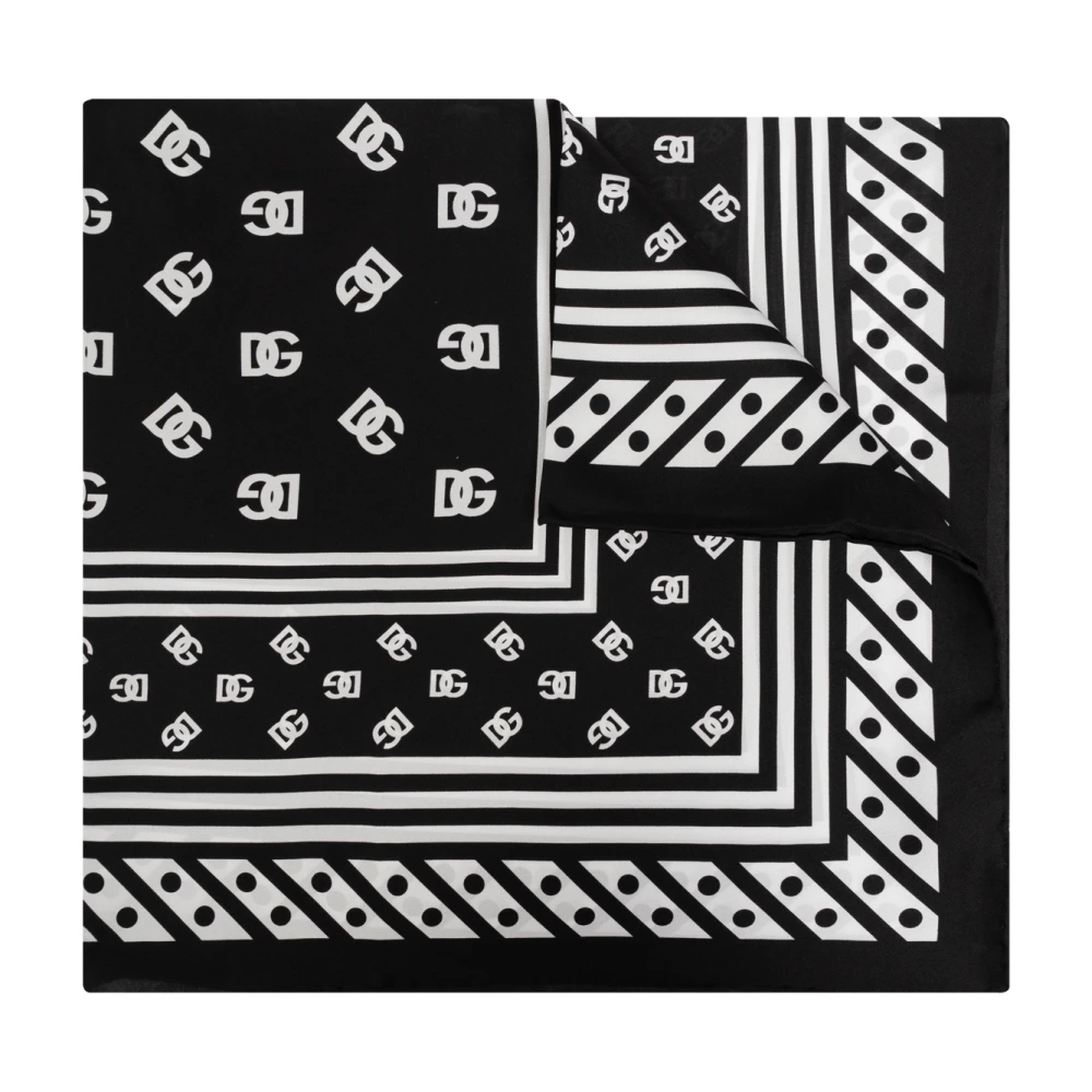 Dolce & Gabbana Zijden Foulard met Witte DG Print Multicolor Dames