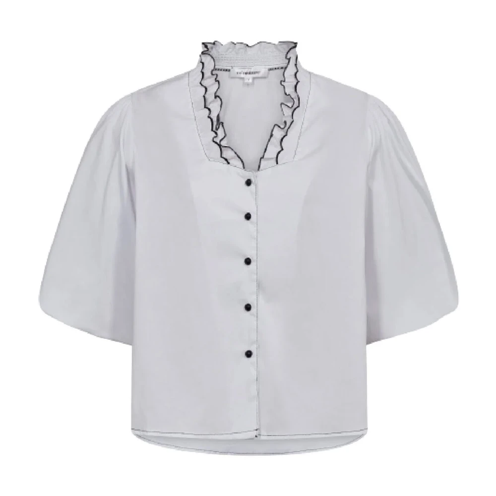Co'Couture Feminine Blouse met Geschulpte Rand White Dames
