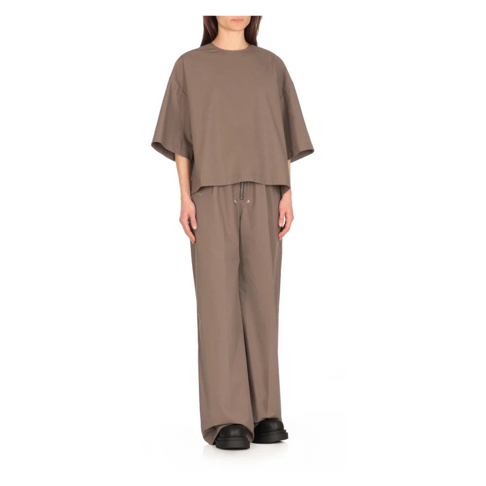 Rick Owens Katoenen T-shirt met Knoopsluiting Beige Dames