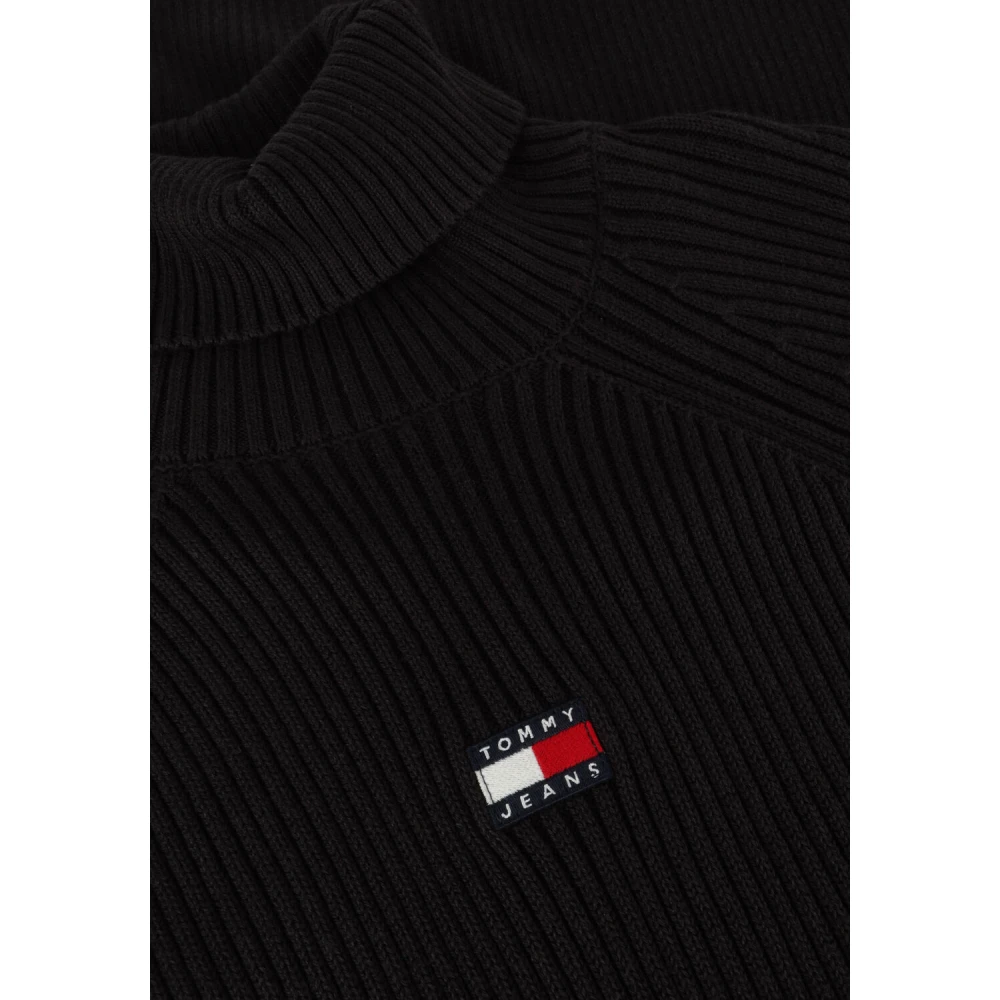 Tommy Jeans Mockneck Badge Sweater Jurk Black Dames
