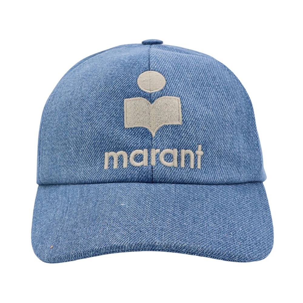 Isabel Marant Blå Hatt med Broderad Logotyp och Justerbar Rem Blue, Dam