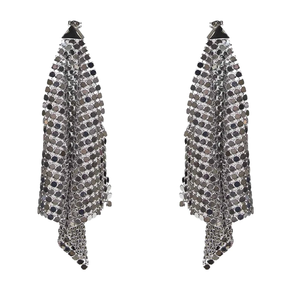 Rabanne Women's Gray Earrings, One Size, Pixel Chainmail Earrings