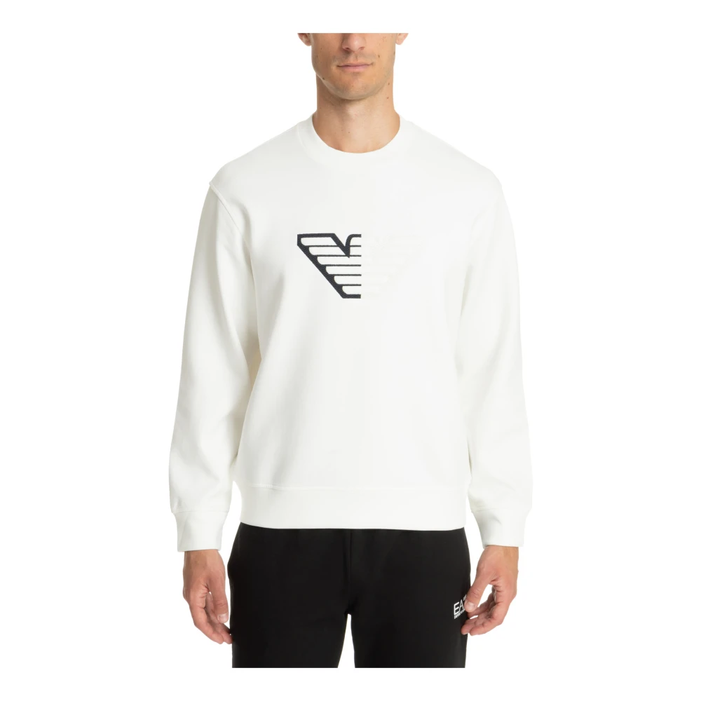 Emporio Armani Effen Logo Geborduurde Sweatshirt White Heren