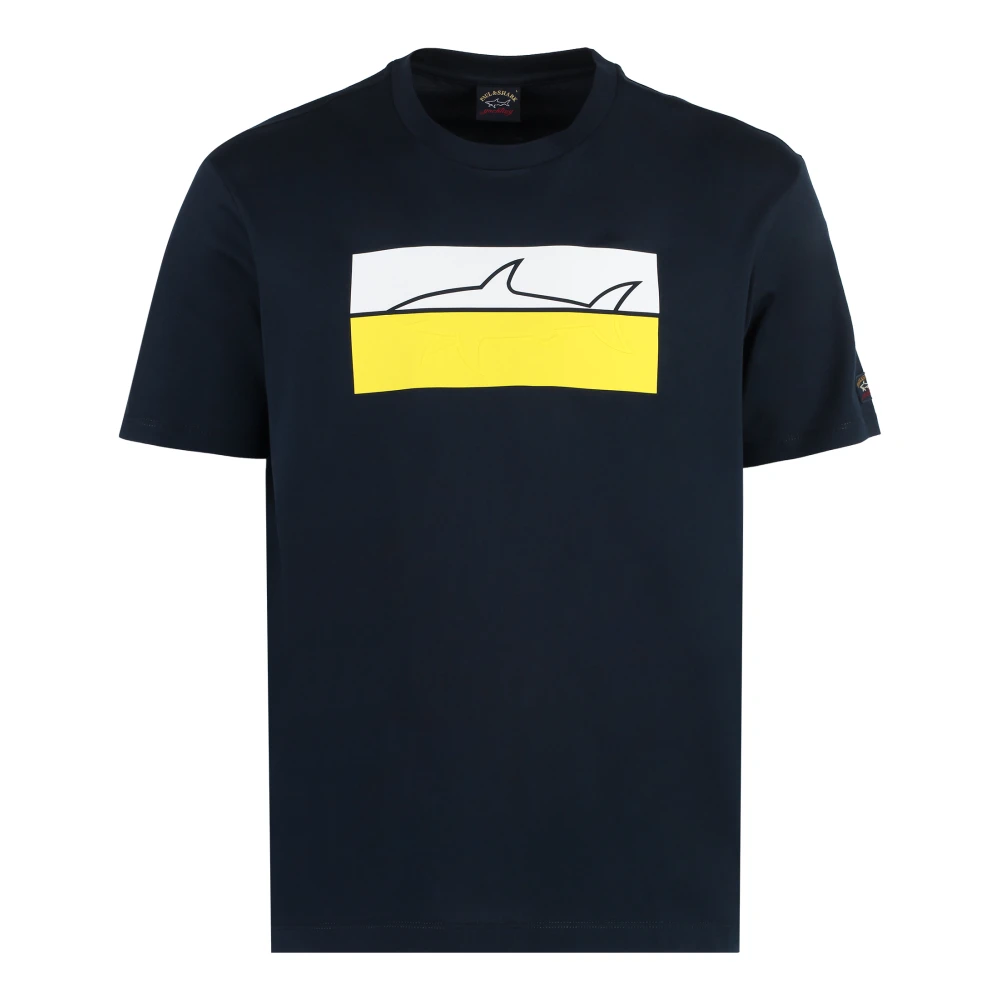 PAUL & SHARK Logo Patch Katoenen T-shirt Blue Heren