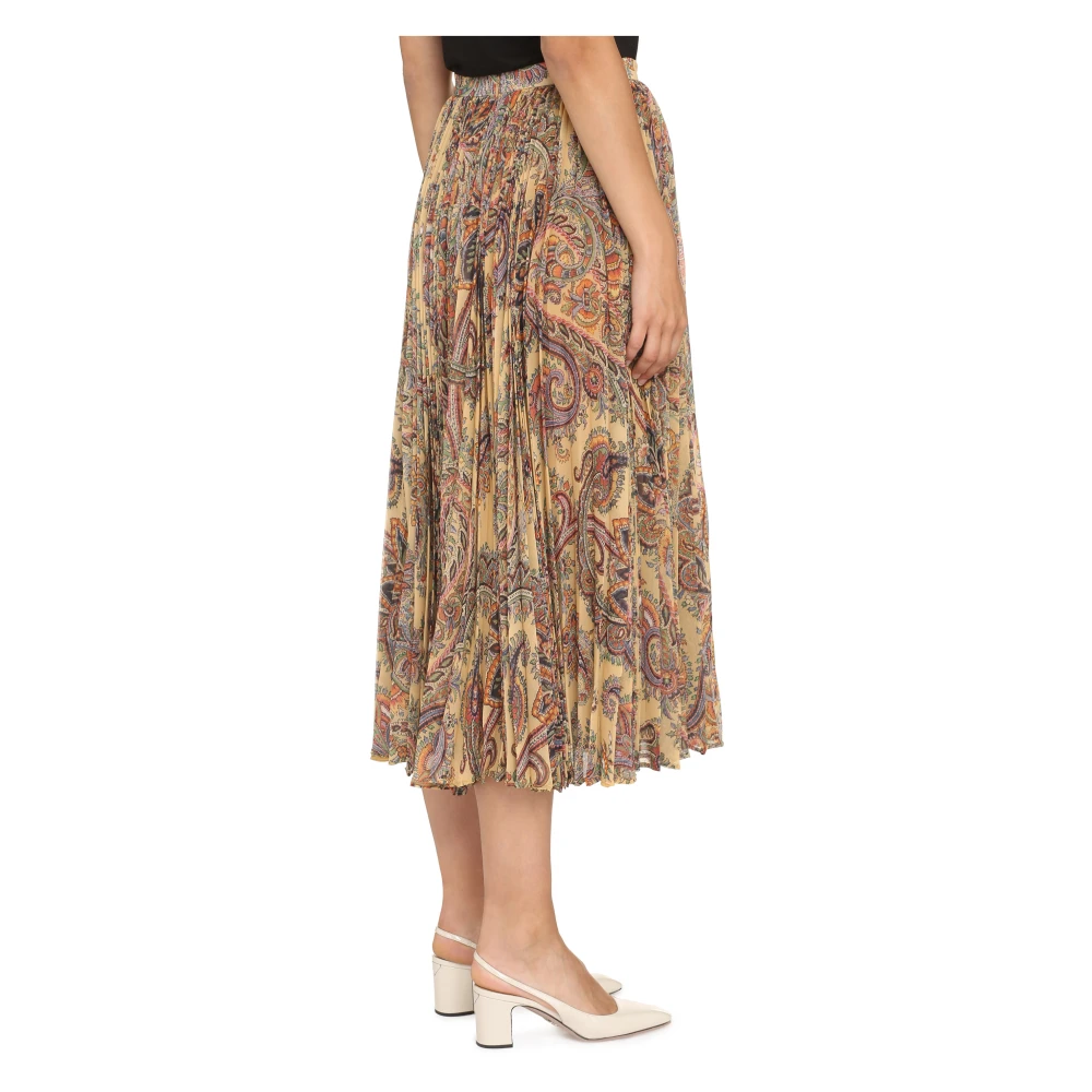 ETRO Geplooide Rok met Paisley Print Beige Dames