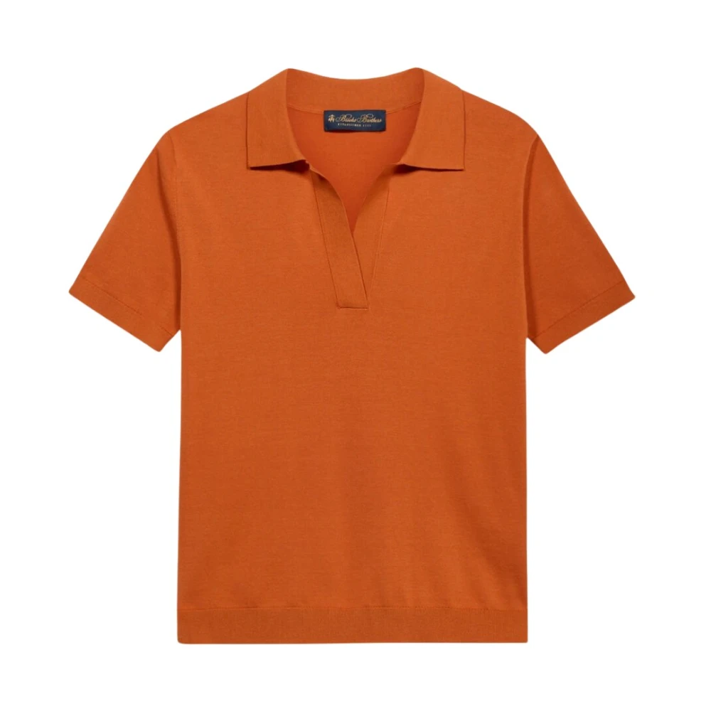 Brooks Brothers Women's Orange Open Collar Cotton Knit Polo - V-Neck Knitwear - Xs - Knitwear