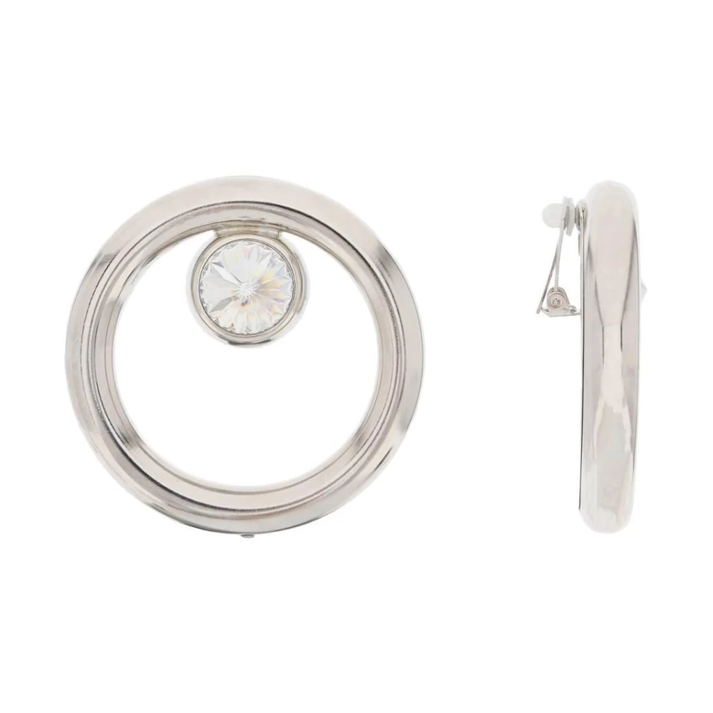 Alessandra Rich Maxi Crystal Hoop Clip-On Örhängen Gray, Dam