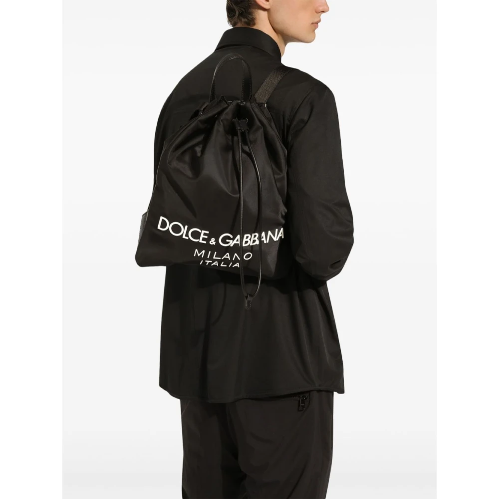 Dolce & Gabbana Zwarte Logo Bucket Rugzak Aw24 Black Heren