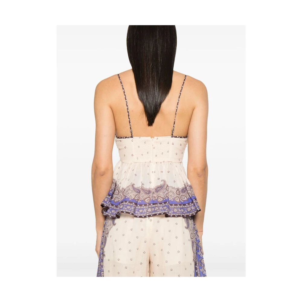 Zimmermann V-hals ecru shirt met materialen Multicolor Dames