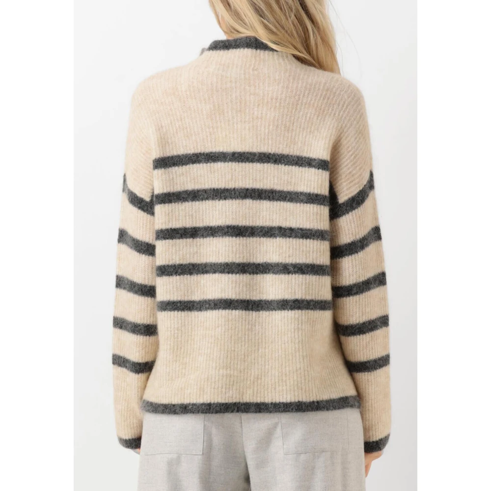 Second Female Ovalis Knit T-neck Sweater Second Dames Beige Dames