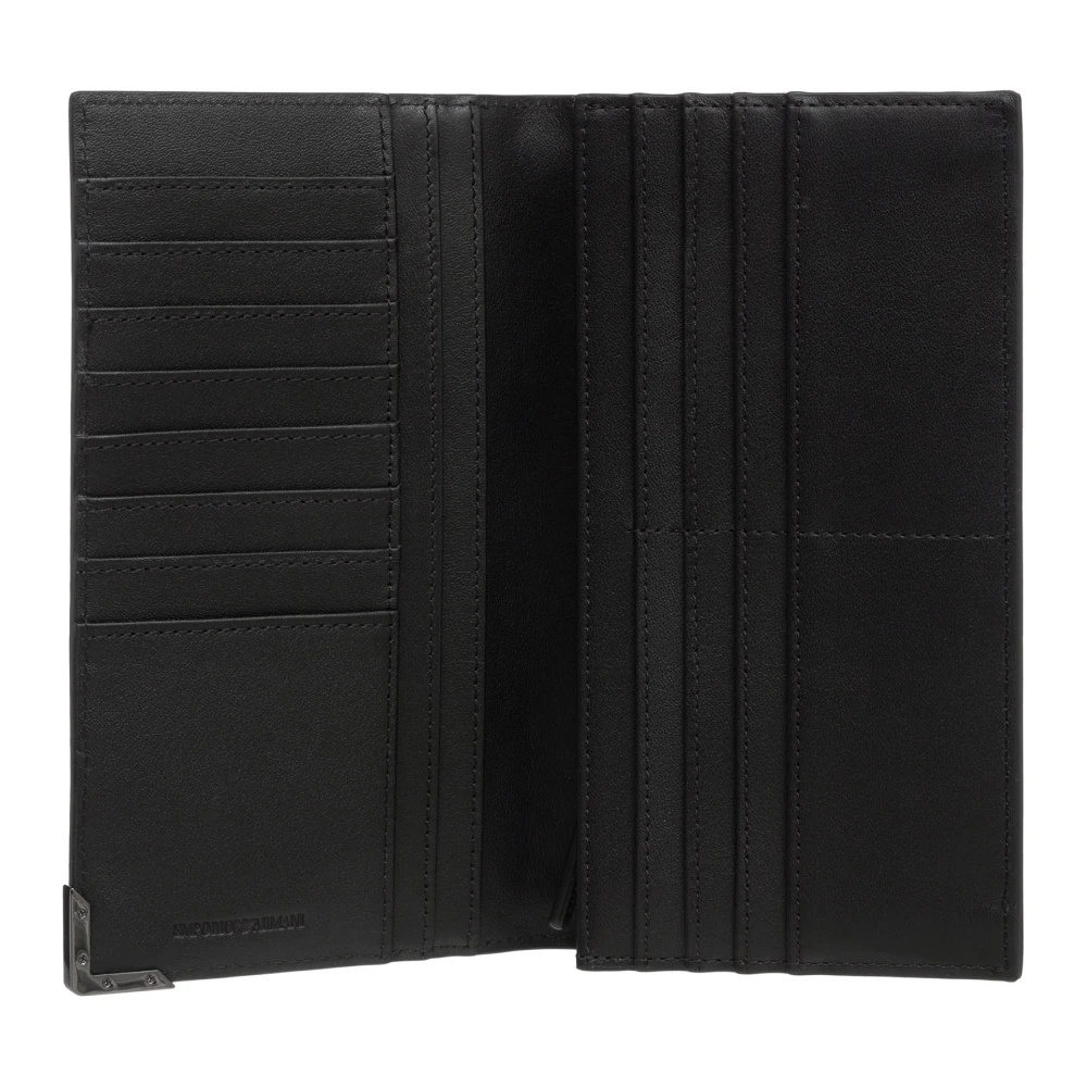 Emporio Armani Abstracte Effen Portemonnee met Diverse Functies Black Heren