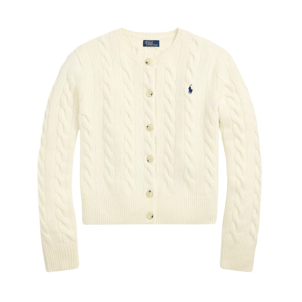 Polo Ralph Lauren , Cardigans, Female, Beige, S, Wool Cashmere Braided Cardigan