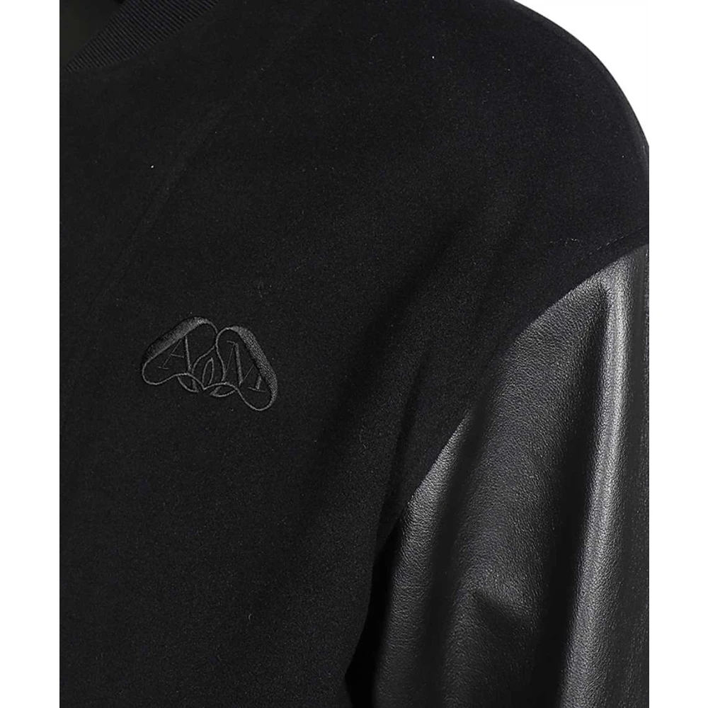 alexander mcqueen Wol Leren Bomberjack Black Heren