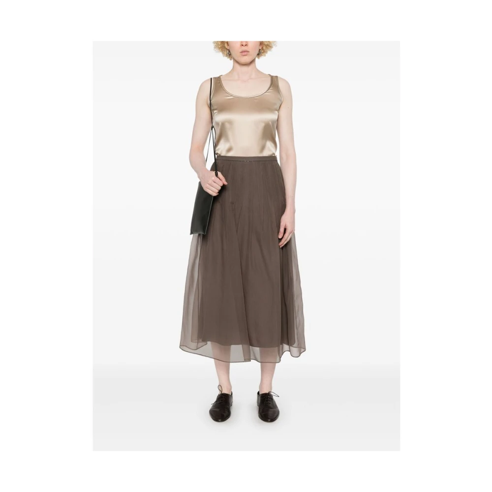 BRUNELLO CUCINELLI Beige Mouwloze Top met Scoop Neck Beige Dames