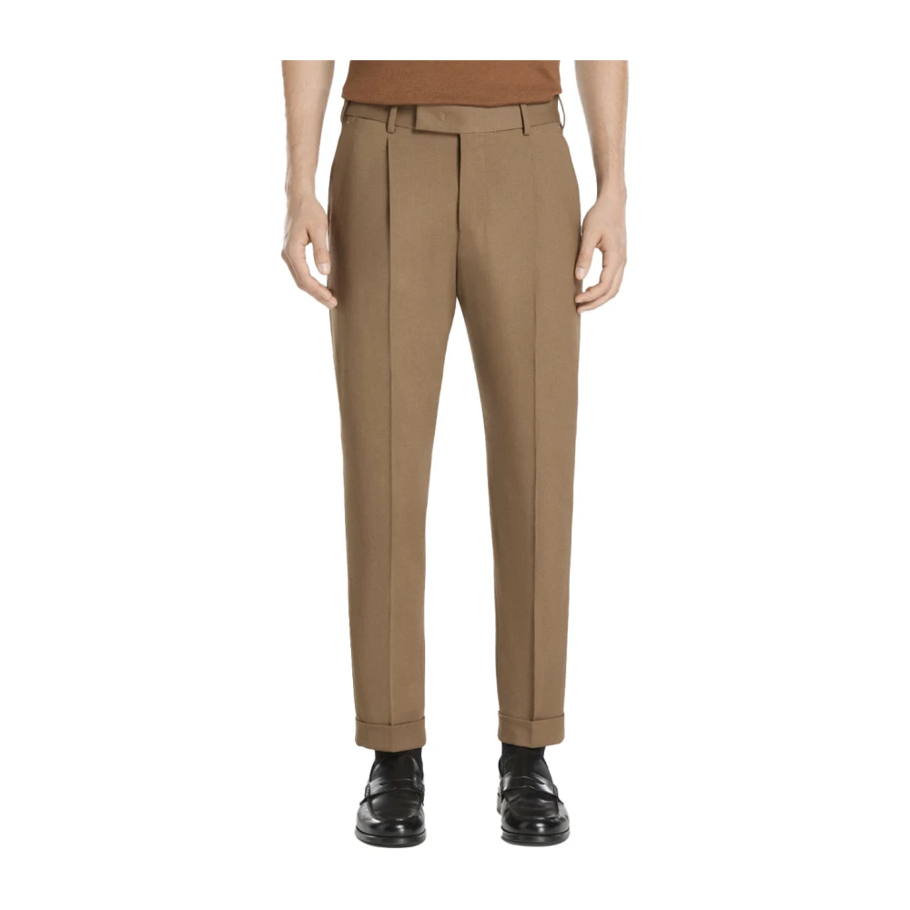 PT Torino Relaxte wollen broek enkel lengte Brown Heren