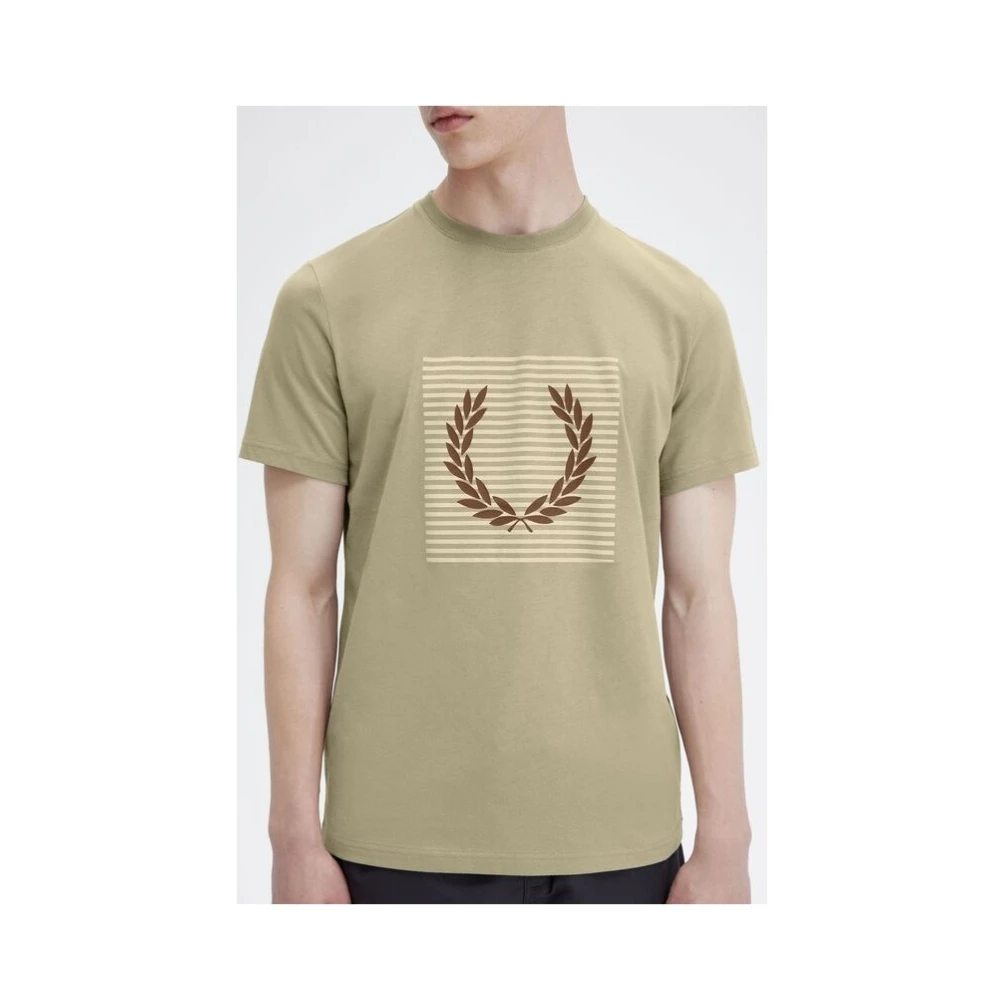 Fred Perry Gestreept Laurel Wreath Jersey Shirt Beige Heren