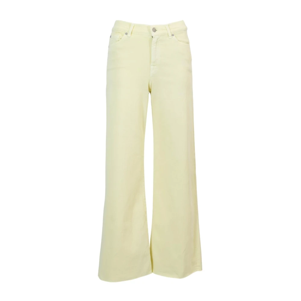 7 For All Mankind Yellow Lotta Cropped Left - Female - Wide Jeans - W24 - Jeans