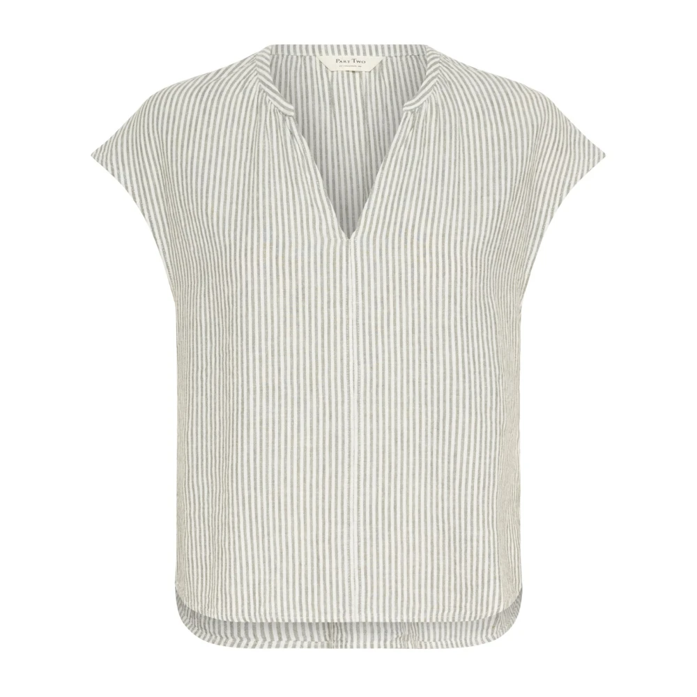 Part Two Women's Multicolor Blouses, L, Green Stripe Blouse Reynapw Agave