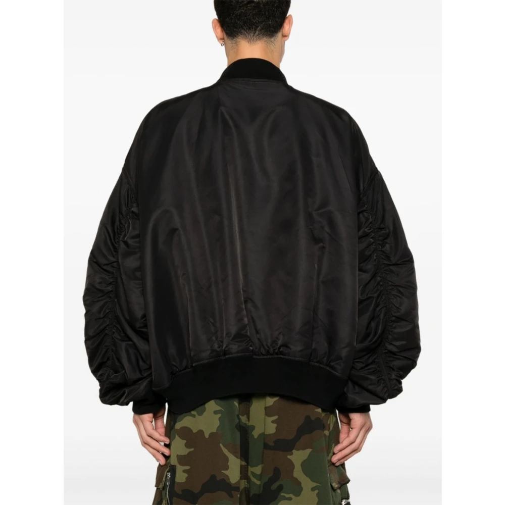 Balenciaga Zwarte Bomberjack met Geborduurd Logo Black Heren