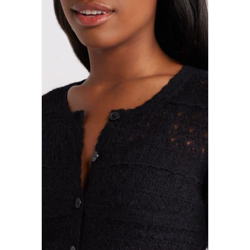 Loveshackfancy Geborduurde Kant Crop Vest Black Dames