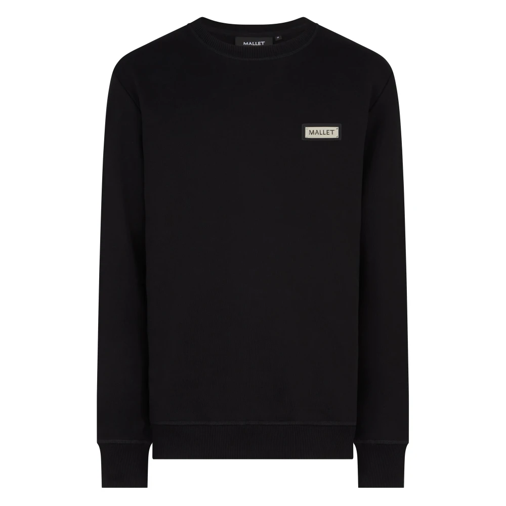 Mallet London Svart Crewneck Sweatshirt med Polerad Plakett Black, Herr